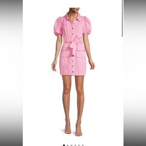 Elliatt Pink Afterglow Nautical Puff Sleeve Shirt Dress
